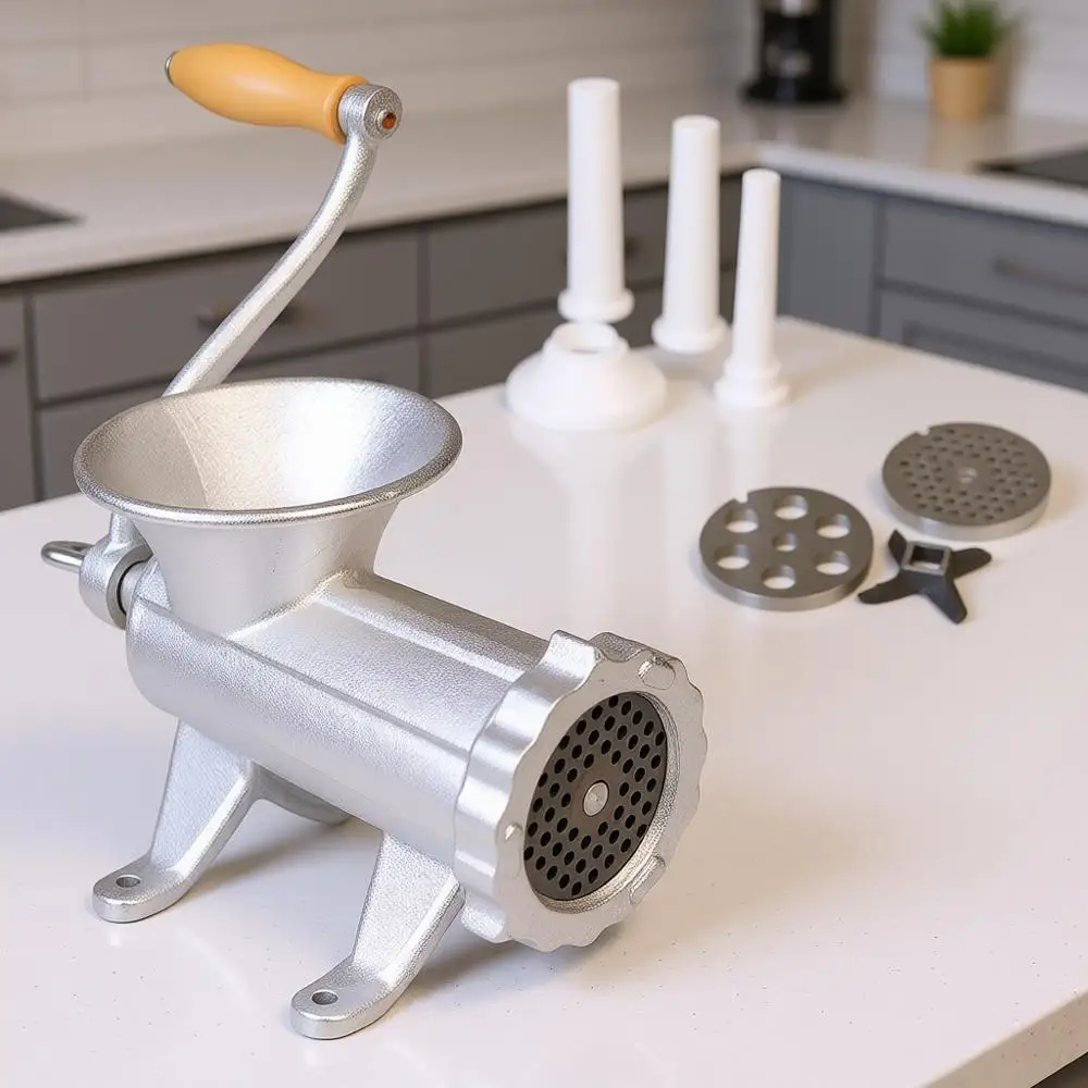 Cast Iron Table Mount Meat Grinder - Manual Mincer with Two 3/4 Cutting Disks & Sausage Tube, Heavy Duty Construction for Homema
Cast Iron Table Mount Meat Grinder - Manual Mincer with Two 3/4 Cutting Disks & Sausage Tube, Heavy Duty Construction for Homema
