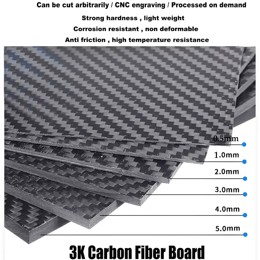200x400mm 3K Carbon Fiber Plate Sheet 0.5-5mm Thickness High Strength Composite Board
200x400mm 3K Carbon Fiber Plate Sheet 0.5-5mm Thickness High Strength Composite Board