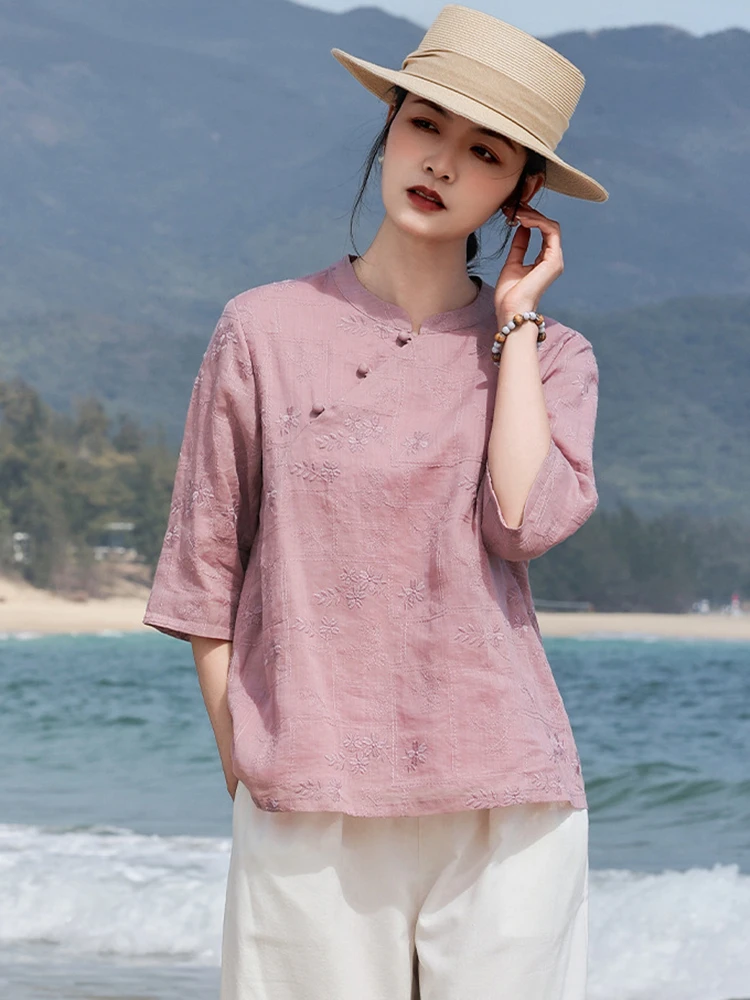 100% Ramie Women Casual Shirt New Arrival 2026 Summer Chinese Style Mandarin Collar Floral Embroidery Female Tops Shirts M2810
100% Ramie Women Casual Shirt New Arrival 2026 Summer Chinese Style Mandarin Collar Floral Embroidery Female Tops Shirts M2810
