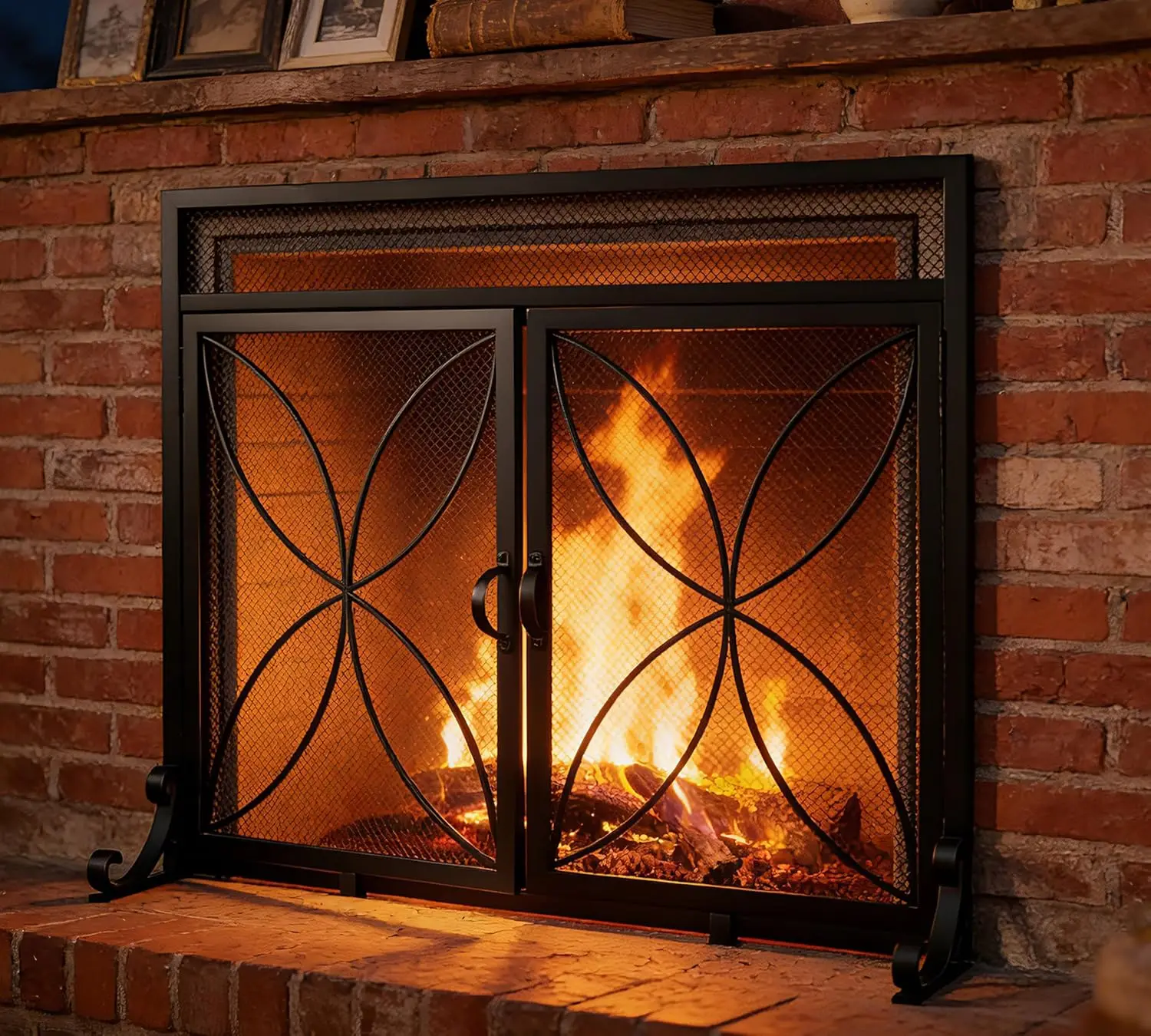 Fireplace Screen with Magnetic Doors,Handcrafted Wrought Iron Classical Scroll Durable Metal Mesh Decorative Free Standing Fi
Fireplace Screen with Magnetic Doors,Handcrafted Wrought Iron Classical Scroll Durable Metal Mesh Decorative Free Standing Fi