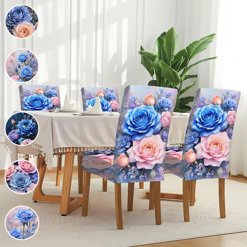 Elastic printed dining chair cover, dream blue pink rose flower pattern, removable and washable non-slip dining chair cover
Elastic printed dining chair cover, dream blue pink rose flower pattern, removable and washable non-slip dining chair cover