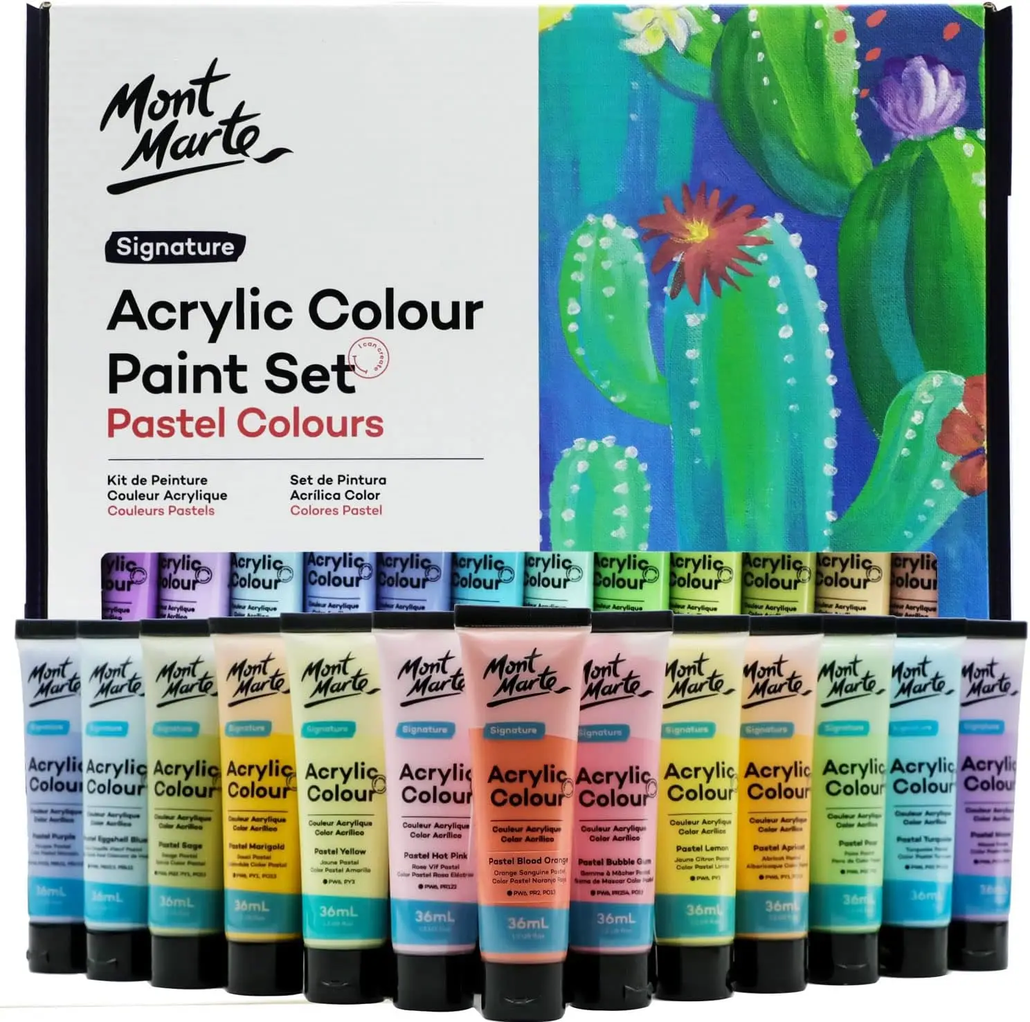 Mont Marte Acrylic Colour Pastel Paint Set Signature 24pc x 36ml , Creamy Pastel Acrylic Paint Set, Semi-Matte Finish
Mont Marte Acrylic Colour Pastel Paint Set Signature 24pc x 36ml , Creamy Pastel Acrylic Paint Set, Semi-Matte Finish