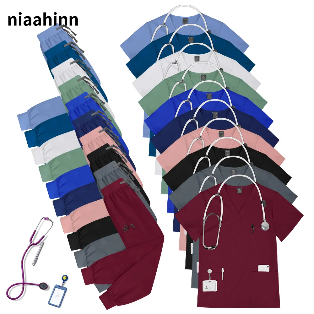 Pharmacist Workwear Solid Color Nursing Scrub Uniform Nurse Accessories Hospital Doctor Work Clothes Pet Grooming Surgical Suits
Pharmacist Workwear Solid Color Nursing Scrub Uniform Nurse Accessories Hospital Doctor Work Clothes Pet Grooming Surgical Suits