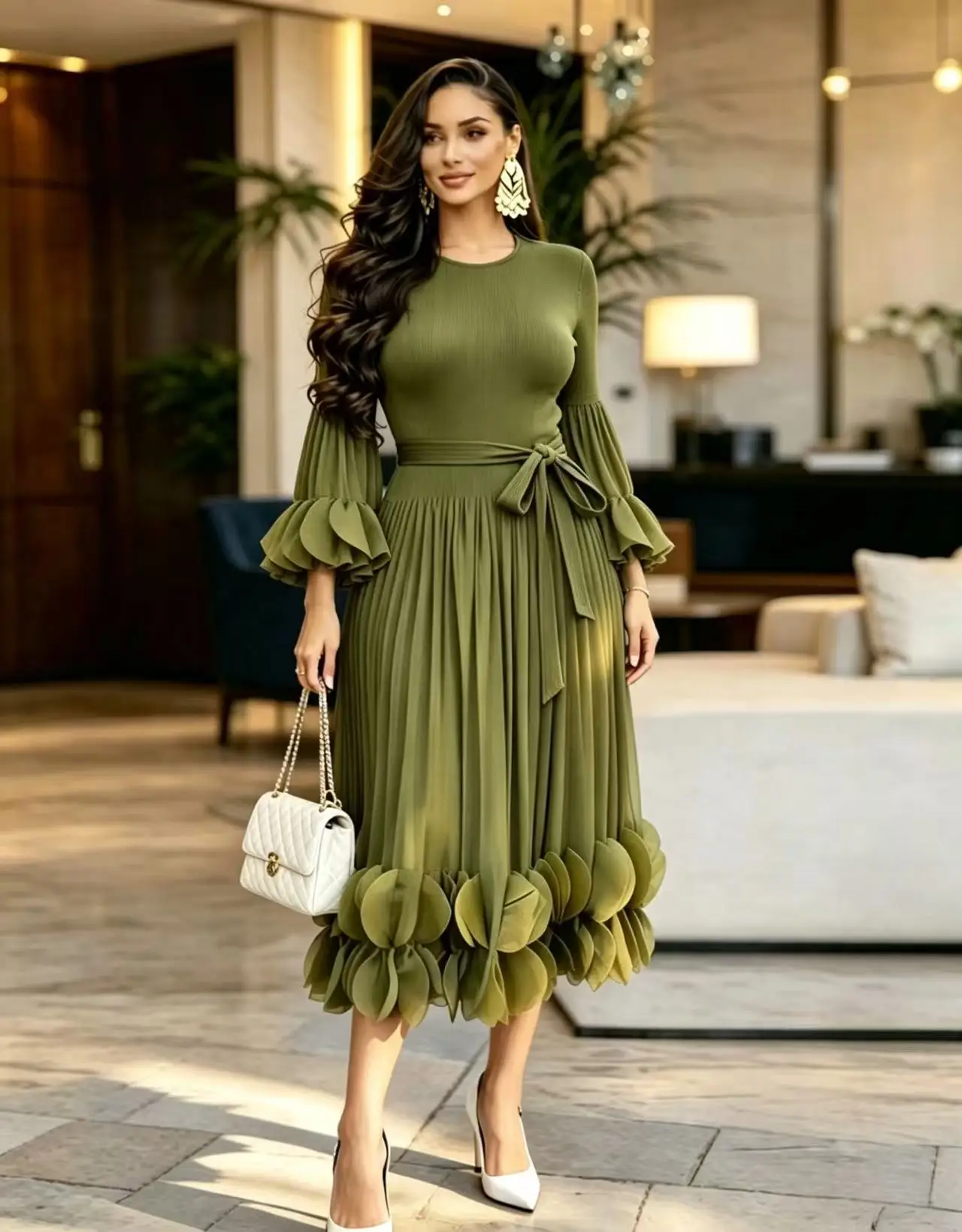 2026 Miyake Light Luxury High-end Round Neck Dress Women's Summer Pleated Ruffle Edge Design Temperament Long Dress
2026 Miyake Light Luxury High-end Round Neck Dress Women's Summer Pleated Ruffle Edge Design Temperament Long Dress