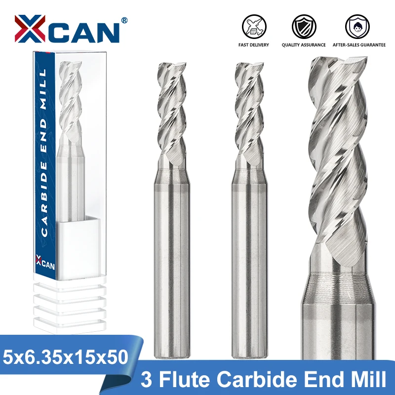 XCAN 3 Flute Carbide Milling Cutter Tungsten End Mill CNC Tool 5mm for Aluminum Fiberglass Acrylic Wood Copper Plastic
XCAN 3 Flute Carbide Milling Cutter Tungsten End Mill CNC Tool 5mm for Aluminum Fiberglass Acrylic Wood Copper Plastic