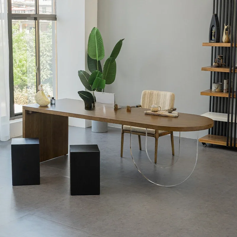 Boss Office Black Desk Acrylic Office Tea Table Oval Creative Solid Wood Desk Workbench
Boss Office Black Desk Acrylic Office Tea Table Oval Creative Solid Wood Desk Workbench