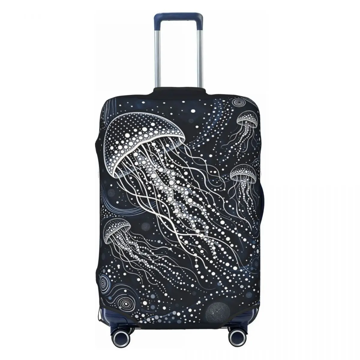 Dark Blue White Dot Line Jellyfish Deep Sea Abstract Wall Print Suitcase Cover Cruise Trip Vacation Fun Luggage Case Protector
Dark Blue White Dot Line Jellyfish Deep Sea Abstract Wall Print Suitcase Cover Cruise Trip Vacation Fun Luggage Case Protector