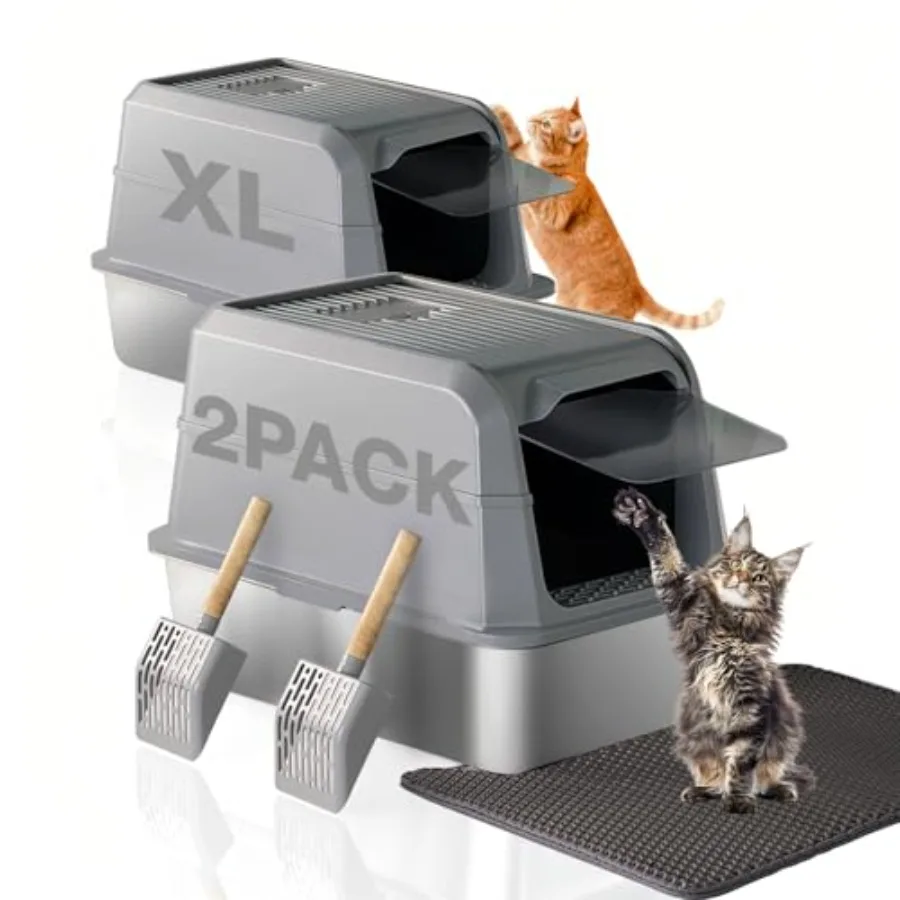 2-Pack Stainless Steel Litter Box with Lid - High Sided, Odor-Proof, Anti-Leakage, Non-Stick, Easy to Clean and Extra Large Enc
2-Pack Stainless Steel Litter Box with Lid - High Sided, Odor-Proof, Anti-Leakage, Non-Stick, Easy to Clean and Extra Large Enc