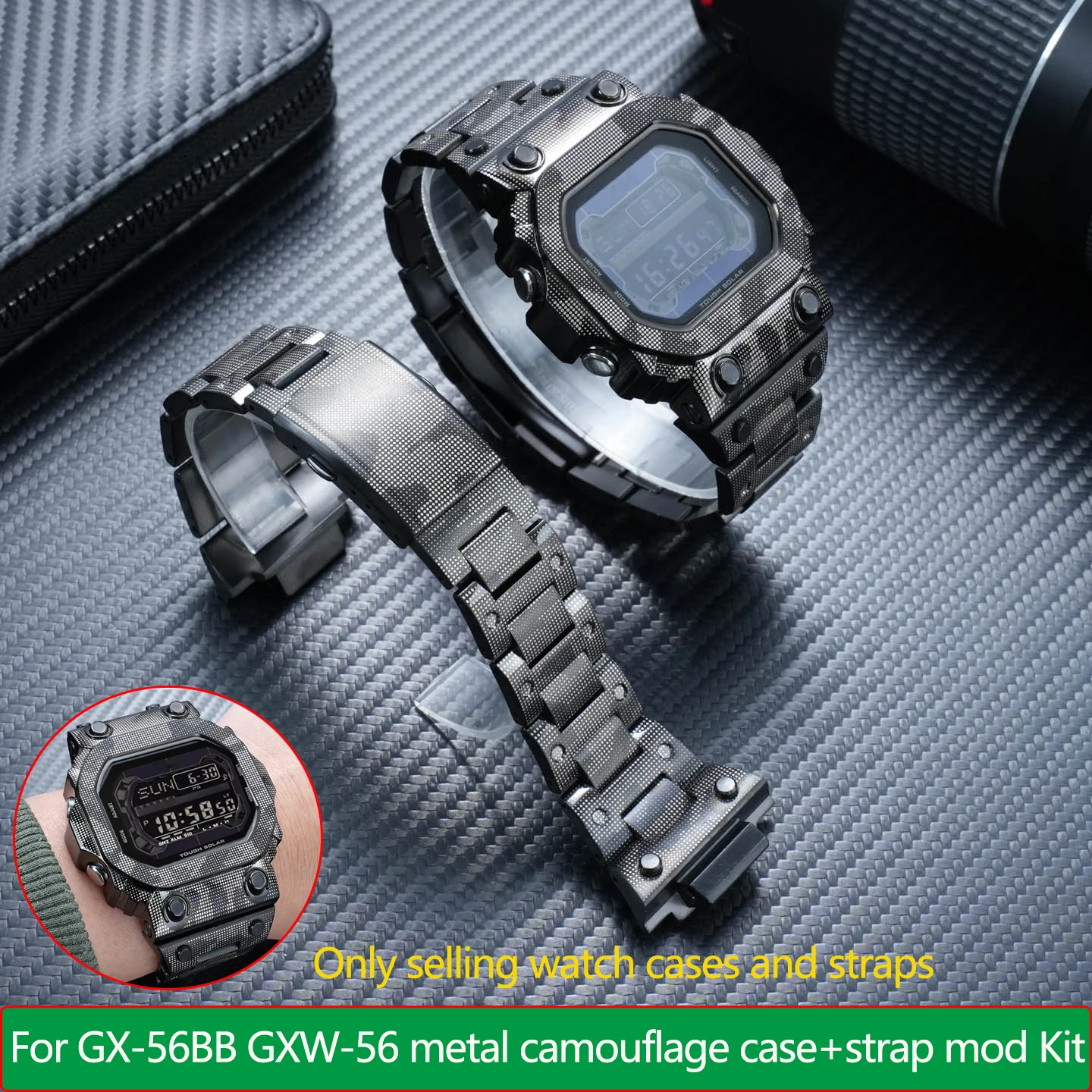 GX56 Metal Case Strap Mod kit For Casio G-Shock GX-56 GXW-56BB Modified Camouflage Stainless Steel Camouflage Bezel watch band
GX56 Metal Case Strap Mod kit For Casio G-Shock GX-56 GXW-56BB Modified Camouflage Stainless Steel Camouflage Bezel watch band