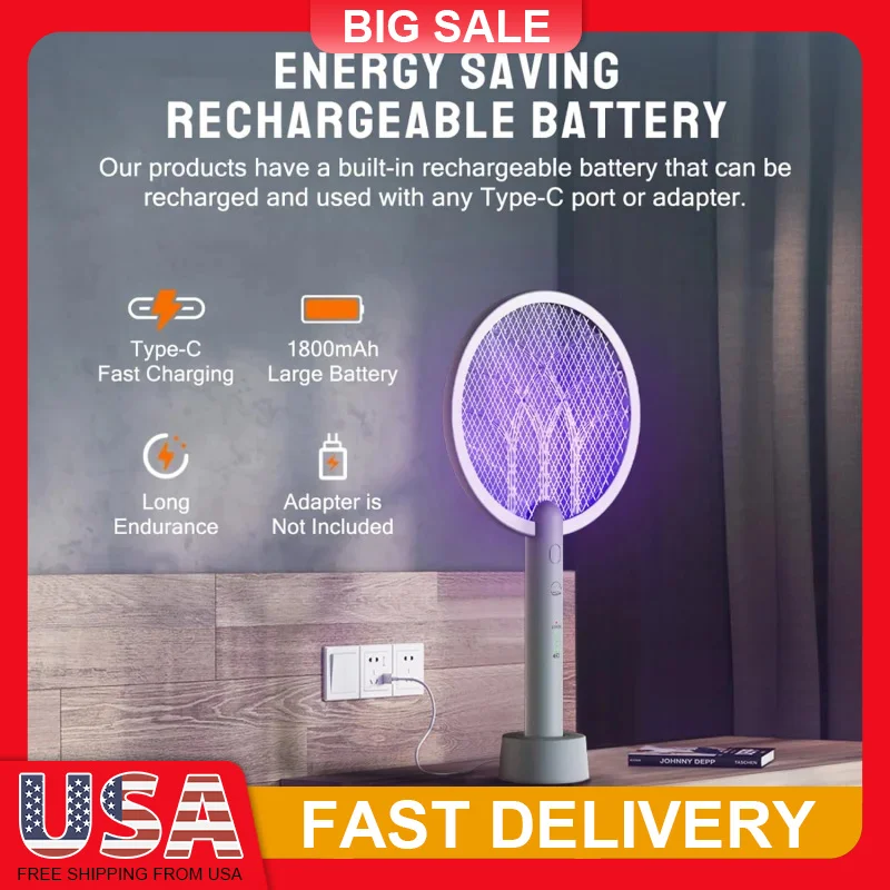 2 in 1 Rechargeable Bug Zapper Racket with Type C Charging 3 Layer Safety Mesh Mosquito Killer for Indoor Outdoor Pest Control
2 in 1 Rechargeable Bug Zapper Racket with Type C Charging 3 Layer Safety Mesh Mosquito Killer for Indoor Outdoor Pest Control