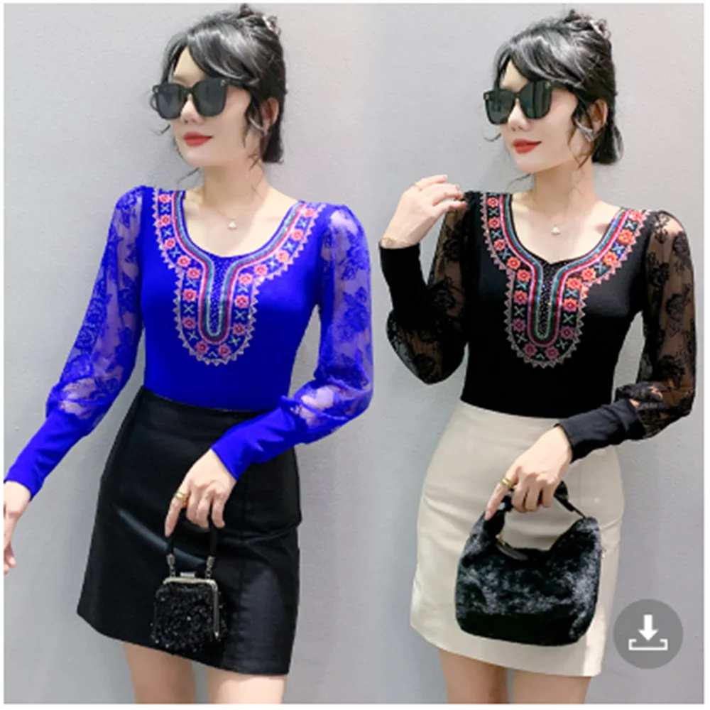 Сетчатые футболки с длинными рукавами и круглым вырезом, модная роскошная женская футболка в стиле ретро с горячими бриллиантами, кружевная одежда
Сетчатые футболки с длинными рукавами и круглым вырезом, модная роскошная женская футболка в стиле ретро с горячими бриллиантами, кружевная одежда