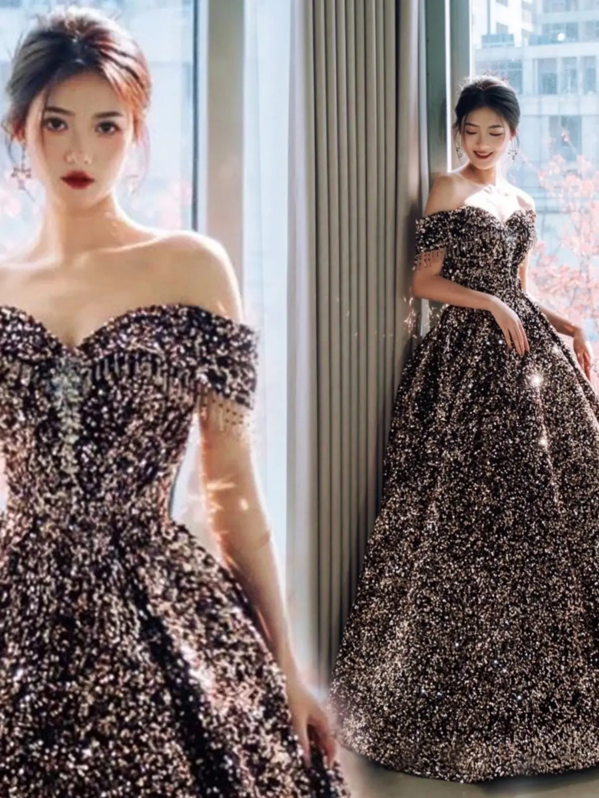 Черное вечернее платье с пайетками для выступлений, хоровых выступлений, церемоний, свадеб, корейских мероприятий
Черное вечернее платье с пайетками для выступлений, хоровых выступлений, церемоний, свадеб, корейских мероприятий