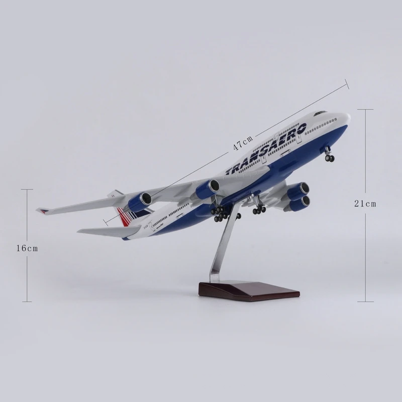 47cm 1:150 Scale Model Airplanes B747 Russia Transaero Diecast Aircraft Toy Children Resin Model Plane With LED Light Collection
47cm 1:150 Scale Model Airplanes B747 Russia Transaero Diecast Aircraft Toy Children Resin Model Plane With LED Light Collection