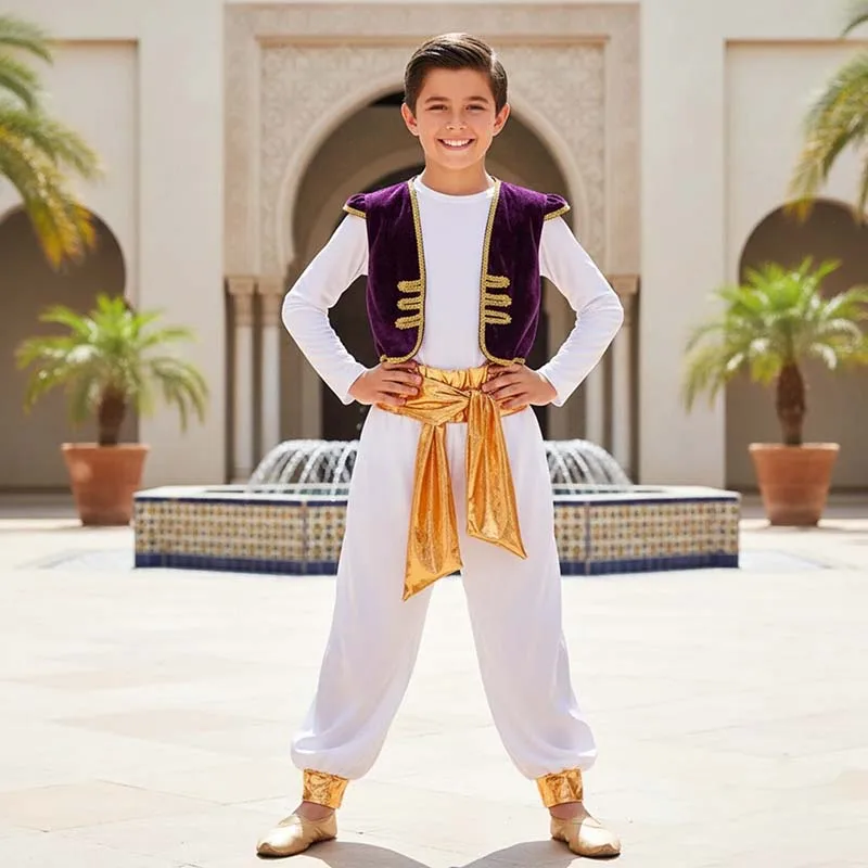 2PCS Arab Prince Costume Boys 4-11T Arabian Nights Dress Up Outfits Set for Kids Cosplay Children's Day Halloween Party Uniform
2PCS Arab Prince Costume Boys 4-11T Arabian Nights Dress Up Outfits Set for Kids Cosplay Children's Day Halloween Party Uniform