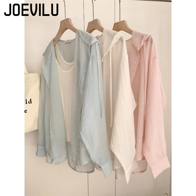 JOEVILU Long Sleeve Chiffon Shirt Spring and Summer Hooded Lightweight Sun Protector Loose Casual Jacket Cardigan Shirt Tops
JOEVILU Long Sleeve Chiffon Shirt Spring and Summer Hooded Lightweight Sun Protector Loose Casual Jacket Cardigan Shirt Tops