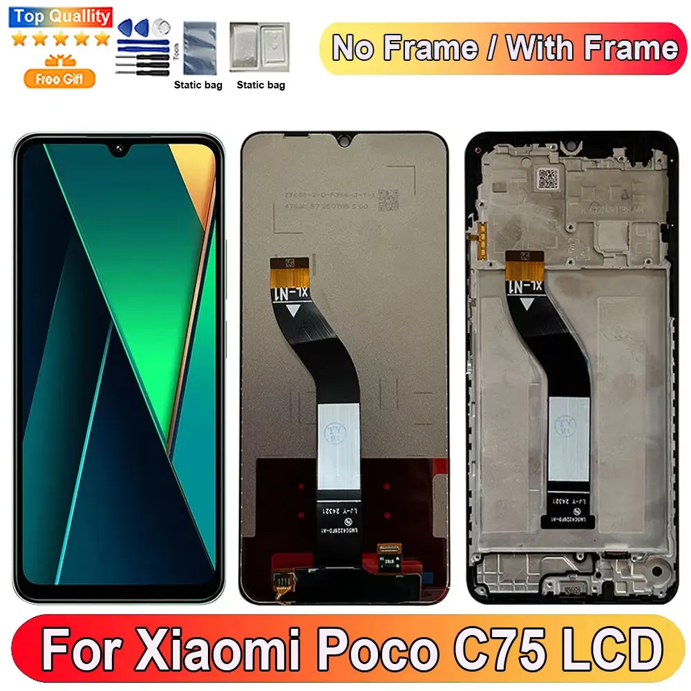 6.88''For Xiaomi Poco C75 LCD Display Screen Touch Panel Digitizer Replacement Parts For Xiaomi Poco C75 Screen With Frame