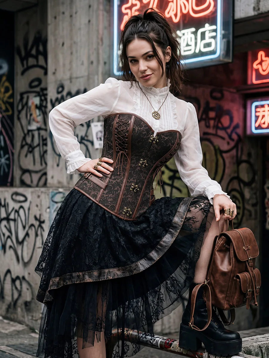 Plus Size Steampunk Corset Overbust Women Top Pirate Bustier Faux Leather Lingerie Costume Corsets Brown
Plus Size Steampunk Corset Overbust Women Top Pirate Bustier Faux Leather Lingerie Costume Corsets Brown