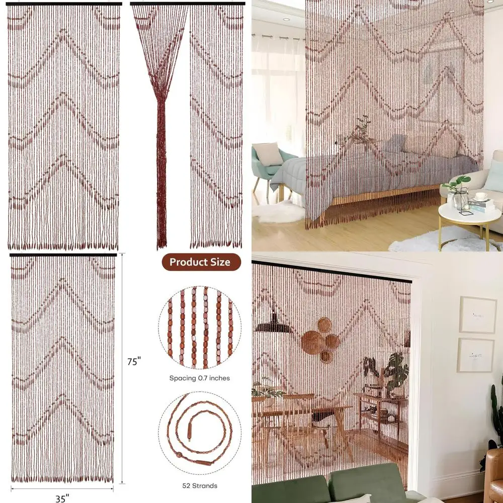 Handcrafted Bamboo Beaded Door Curtain, 35.5 x 75 Brown, Bohemian Style Room Divider for Home Decor
Handcrafted Bamboo Beaded Door Curtain, 35.5 x 75 Brown, Bohemian Style Room Divider for Home Decor