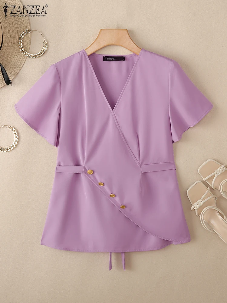 ZANZEA Streetwear Summer Blouses Women Tie-Back V-Neck Elegant Blusas Mujer Chic Ruffle Sleeve Fashion Solid Color Tunic Tops
ZANZEA Streetwear Summer Blouses Women Tie-Back V-Neck Elegant Blusas Mujer Chic Ruffle Sleeve Fashion Solid Color Tunic Tops