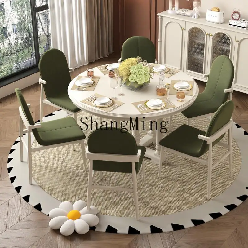 CL Cream Style Solid Wood Dining Table and Chair Set Modern Simple Home Round Dining Table
CL Cream Style Solid Wood Dining Table and Chair Set Modern Simple Home Round Dining Table
