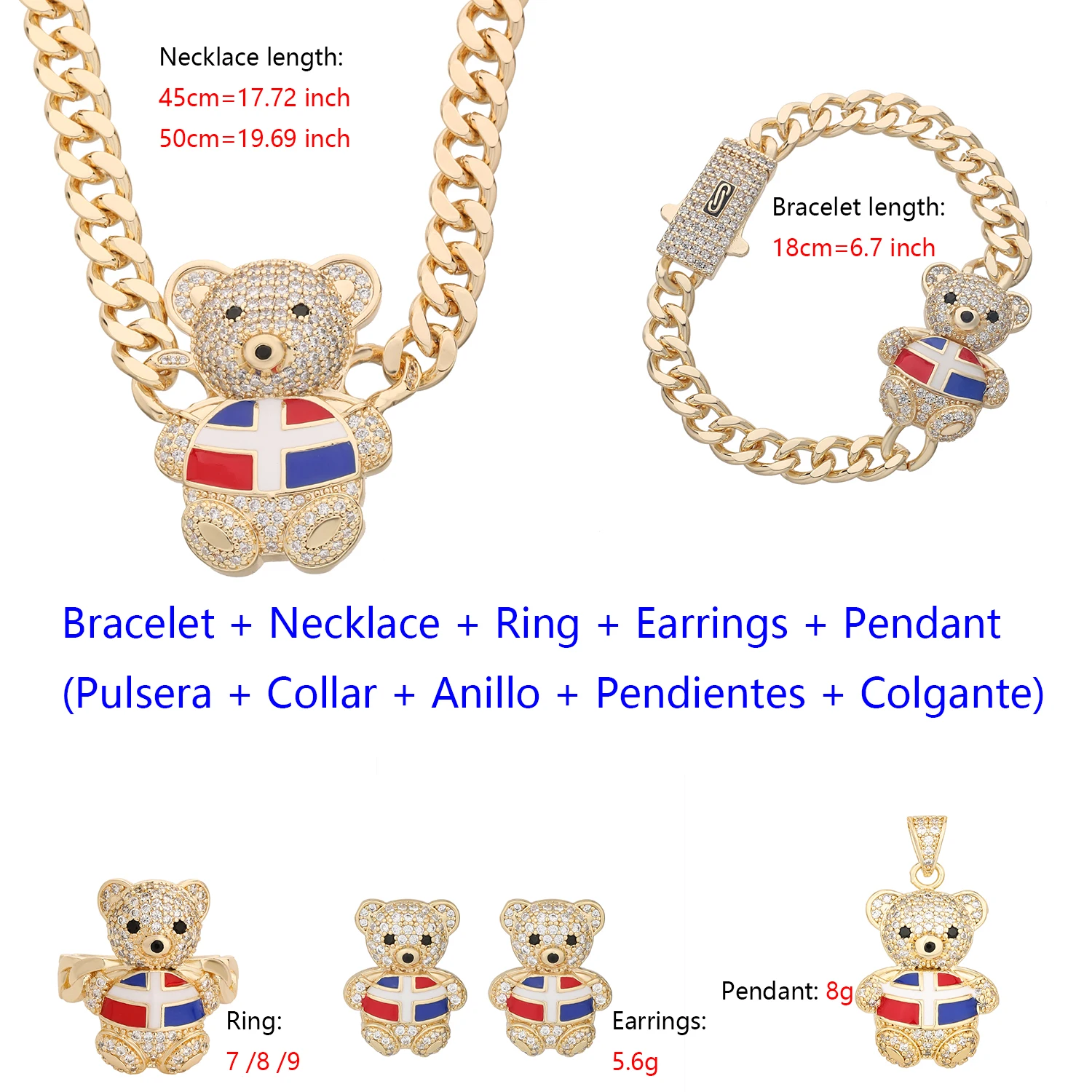 14K Brass Zirconia Shiny Girls Jewelry Popular Jewelry 4-piece Set/5-piece Set European and American Fashion Animal Jewelry
14K Brass Zirconia Shiny Girls Jewelry Popular Jewelry 4-piece Set/5-piece Set European and American Fashion Animal Jewelry