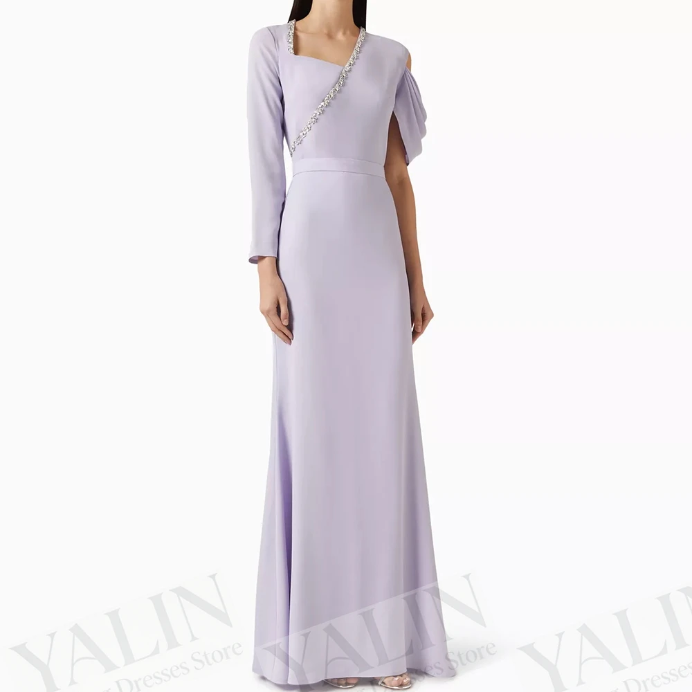 Women's A-line Evening Dresses Floor-length Square Collar Full Sleeve Prom Gown Fashion Crystal Simple Draped Customized Gowns
Women's A-line Evening Dresses Floor-length Square Collar Full Sleeve Prom Gown Fashion Crystal Simple Draped Customized Gowns