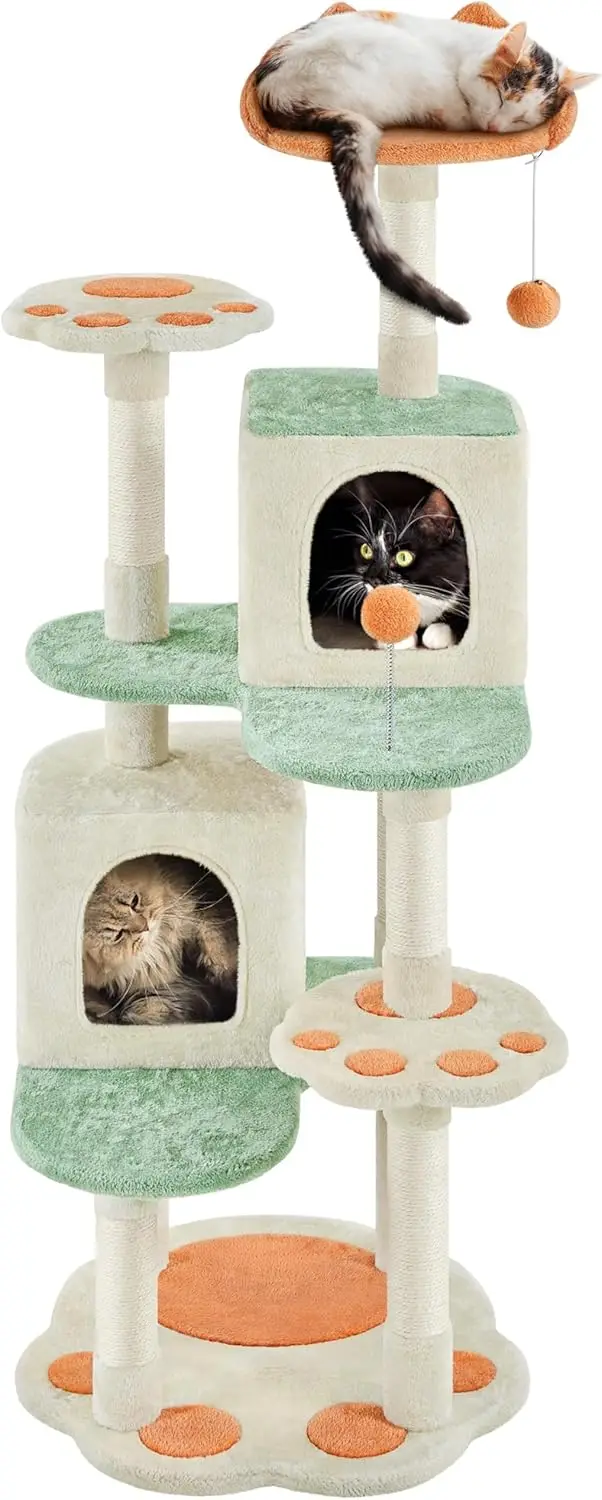 57.5-Inch Cat Tree Tower with Multi-Functional Activity Center, Scratching Posts, Condos, and Dangling Balls for Indoor Cats
57.5-Inch Cat Tree Tower with Multi-Functional Activity Center, Scratching Posts, Condos, and Dangling Balls for Indoor Cats