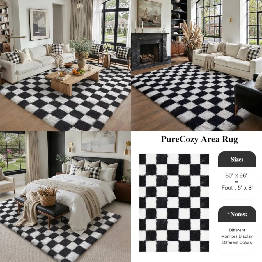 Checkered Rug 5x8 for Living Room, and White Modern Shag Rugs Super Soft Washable Indoor Office Fuzzy Carpet Non-Slip Fluffy Ru
Checkered Rug 5x8 for Living Room, and White Modern Shag Rugs Super Soft Washable Indoor Office Fuzzy Carpet Non-Slip Fluffy Ru