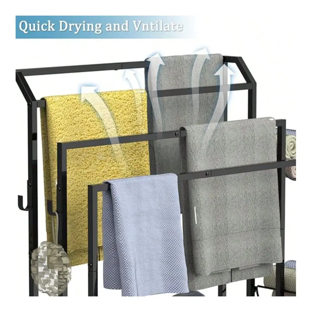 Standing Towel Rack For Bathroom, 4 Tier Floor Towel Holder Stand With Storage Shelves, Metal Blanket Rack Holder,Towel Drying
Standing Towel Rack For Bathroom, 4 Tier Floor Towel Holder Stand With Storage Shelves, Metal Blanket Rack Holder,Towel Drying