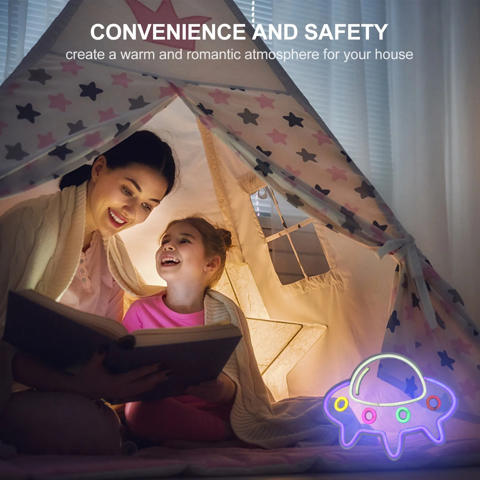 Creative Spaceship LED Neon Lamp USB Powered Night Light for Room Home Decor Gentle Illumination Decorative
Creative Spaceship LED Neon Lamp USB Powered Night Light for Room Home Decor Gentle Illumination Decorative