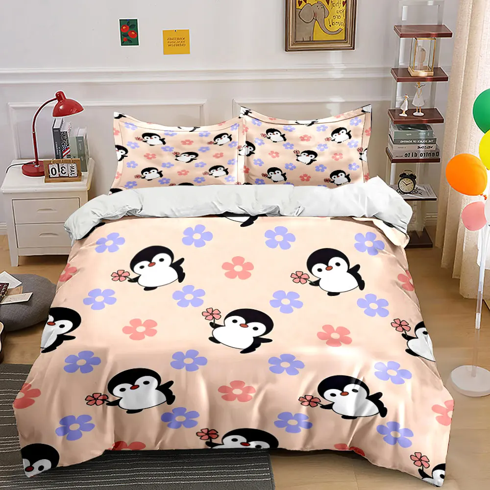 Cute penguins with colorful flowers pattern Printed Duvet Cover Set1 Duvet Cover+2 PillowcaseMulti Size Bedroom Bedding Decor
Cute penguins with colorful flowers pattern Printed Duvet Cover Set1 Duvet Cover+2 PillowcaseMulti Size Bedroom Bedding Decor