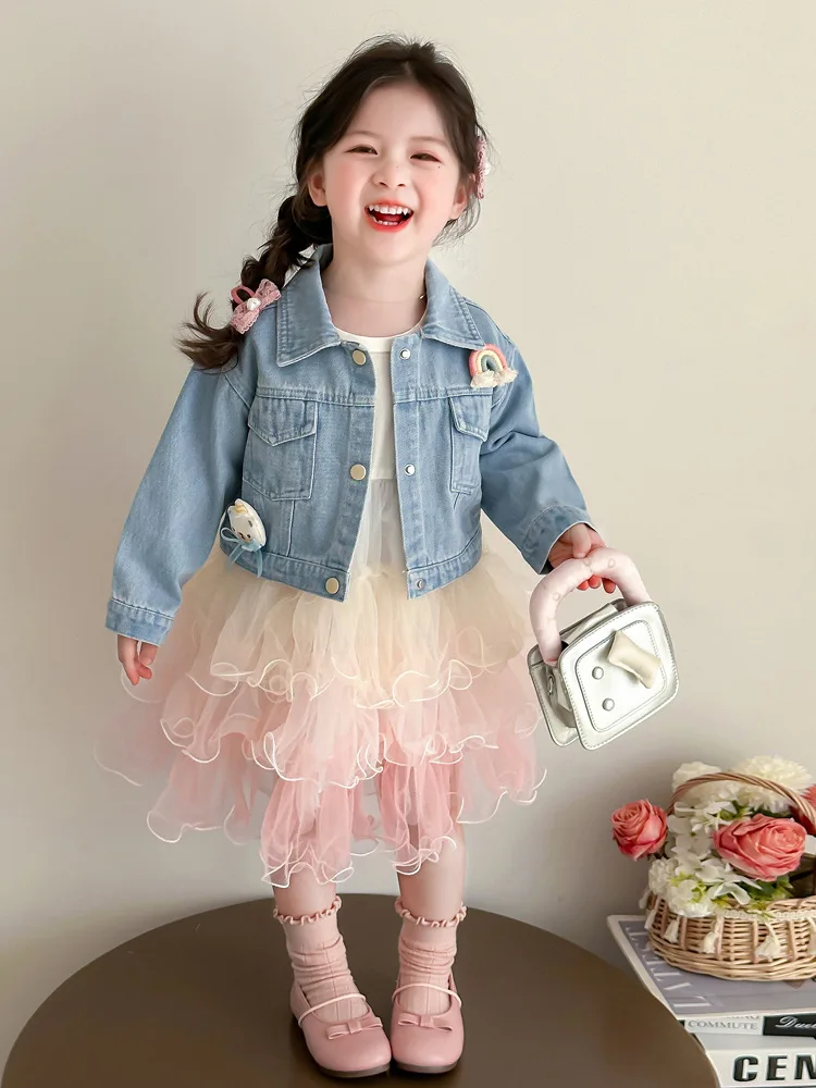 Girls' Dress Spring Clothes2025New Stylish Children's Mesh Princess Dress Denim Set Baby Birthday Dress
Girls' Dress Spring Clothes2025New Stylish Children's Mesh Princess Dress Denim Set Baby Birthday Dress
