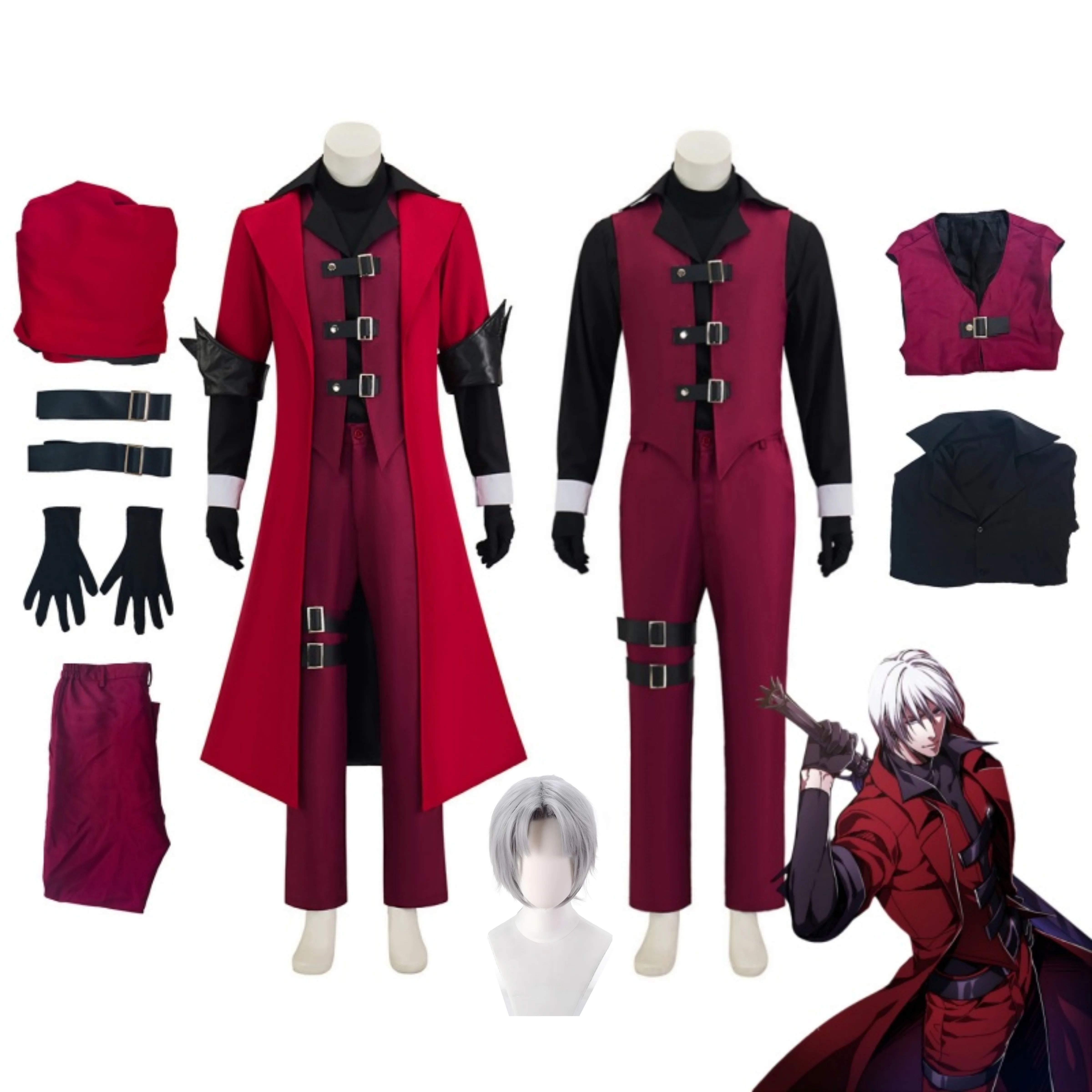 Костюм на Хэллоуин, аниме Devil May Cry, пальто для косплея Dante, красная ветровка, красивый костюм на Хэллоуин, одежда, белый парик
Костюм на Хэллоуин, аниме Devil May Cry, пальто для косплея Dante, красная ветровка, красивый костюм на Хэллоуин, одежда, белый парик
