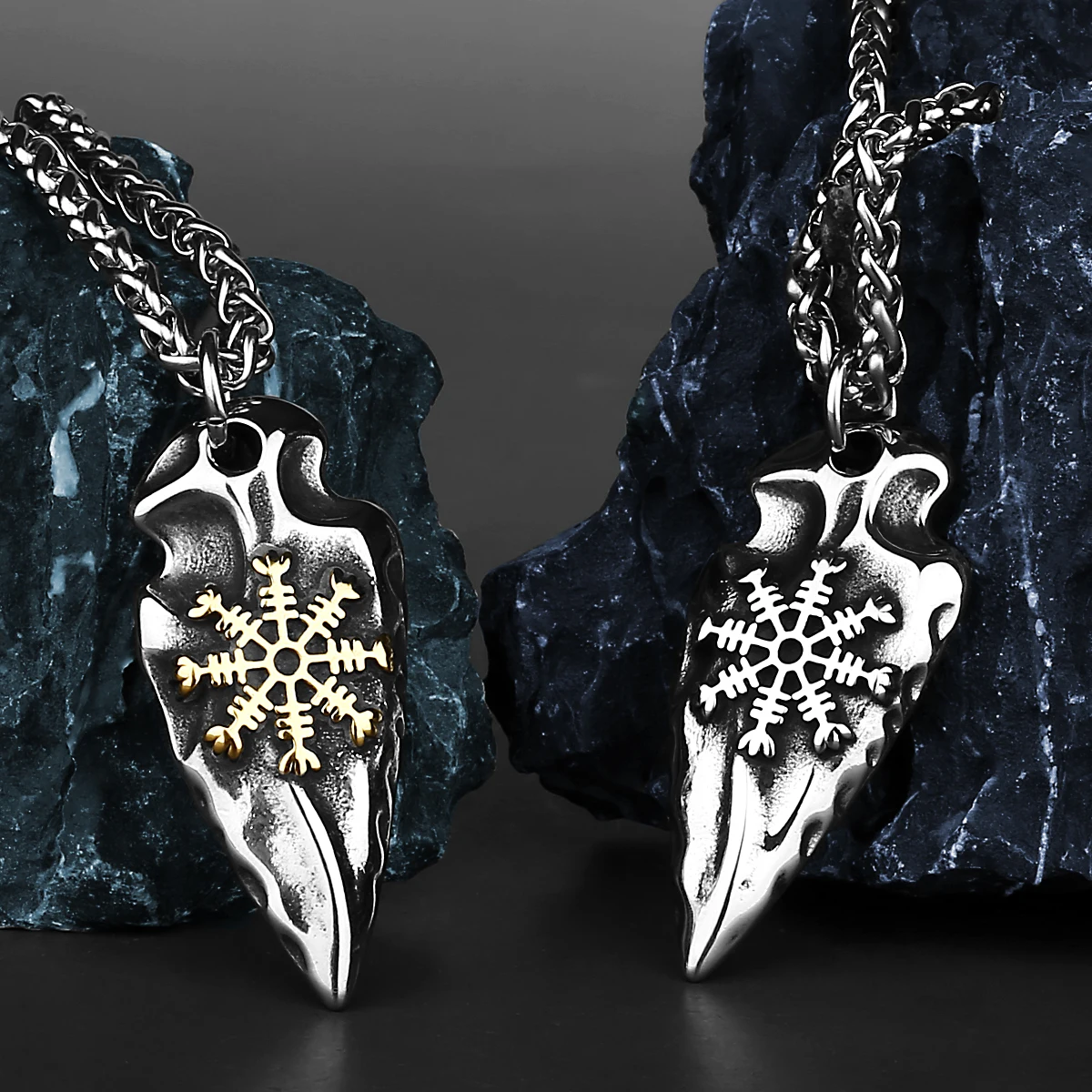 Titanium Stainless Steel Vintage Fashion Viking valknut Vegvisir Odin Sword Gungnir Rune Necklace Pendant Jewelry Wholesale
Titanium Stainless Steel Vintage Fashion Viking valknut Vegvisir Odin Sword Gungnir Rune Necklace Pendant Jewelry Wholesale