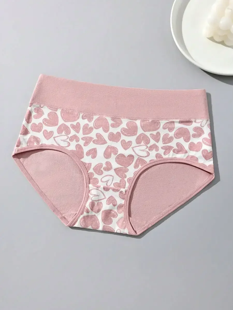 Womens High Waist Cotton Briefs With Pink Heart Print Comfortable Daily Underwear
Womens High Waist Cotton Briefs With Pink Heart Print Comfortable Daily Underwear
