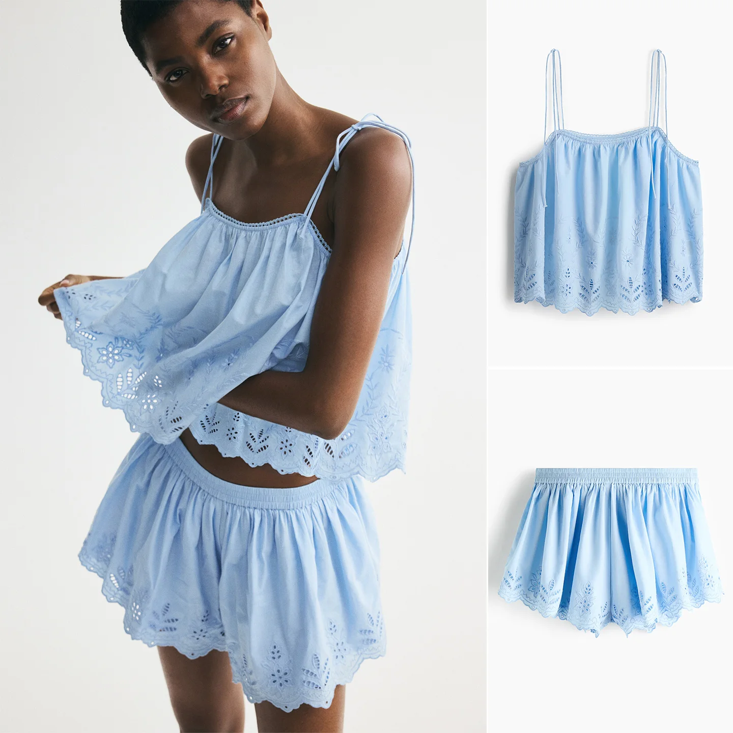 Elastic Waist Casual Short Pants Knot Tied Hollow Embroidery Bunting Top Summer Fashion Set Women's Clothing
Elastic Waist Casual Short Pants Knot Tied Hollow Embroidery Bunting Top Summer Fashion Set Women's Clothing