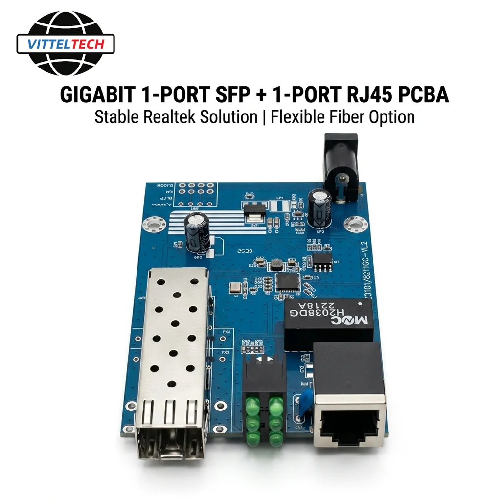100/1000M Ethernet Fiber Optic Media Converter 1 RJ45 Port to 1 SC Fiber Port Transceiver PCBA Supports Single/Multi-mode SFP
100/1000M Ethernet Fiber Optic Media Converter 1 RJ45 Port to 1 SC Fiber Port Transceiver PCBA Supports Single/Multi-mode SFP
