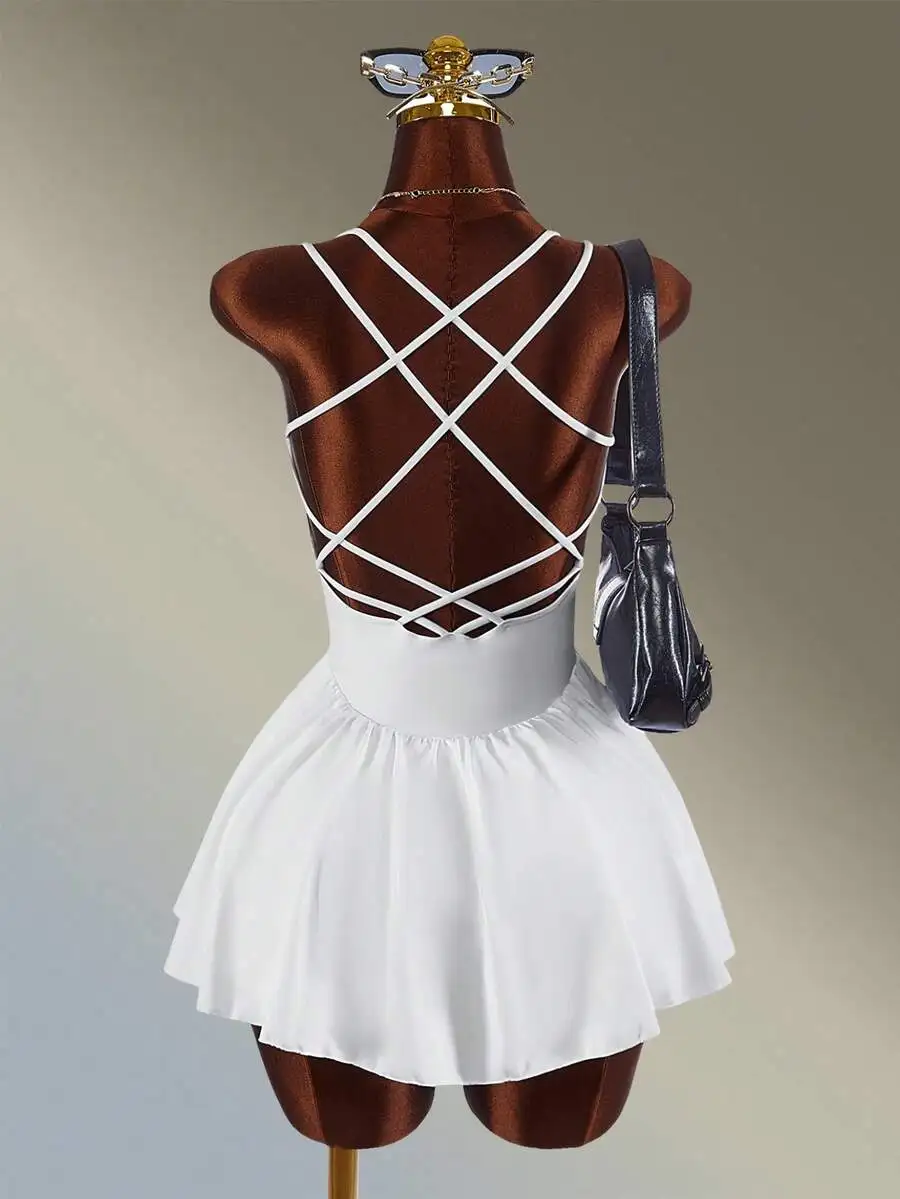 Women White Pleated Backless Tennis Dress Casual Summer Sporty Minimalist
Women White Pleated Backless Tennis Dress Casual Summer Sporty Minimalist