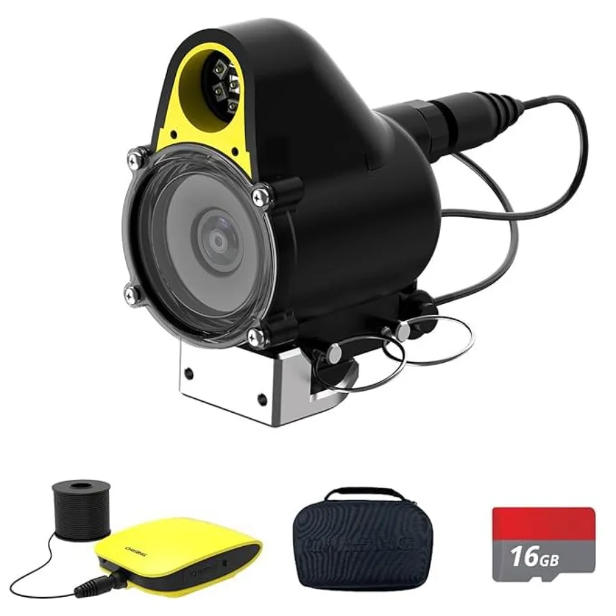 Underwater fishing camera kit for sea, lake, boat, ice fishing; waterproof HD 1080P PVC housing; black; real-time APP remote co
Underwater fishing camera kit for sea, lake, boat, ice fishing; waterproof HD 1080P PVC housing; black; real-time APP remote co