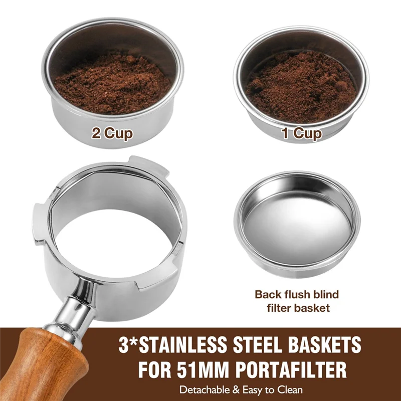 A67Z 51Mm Bottomless Portafilter, Professional Espresso Portafilter With Filter Basket, Screen And Espresso Dosing Funnel, Durab 
A67Z 51Mm Bottomless Portafilter, Professional Espresso Portafilter With Filter Basket, Screen And Espresso Dosing Funnel, Durab