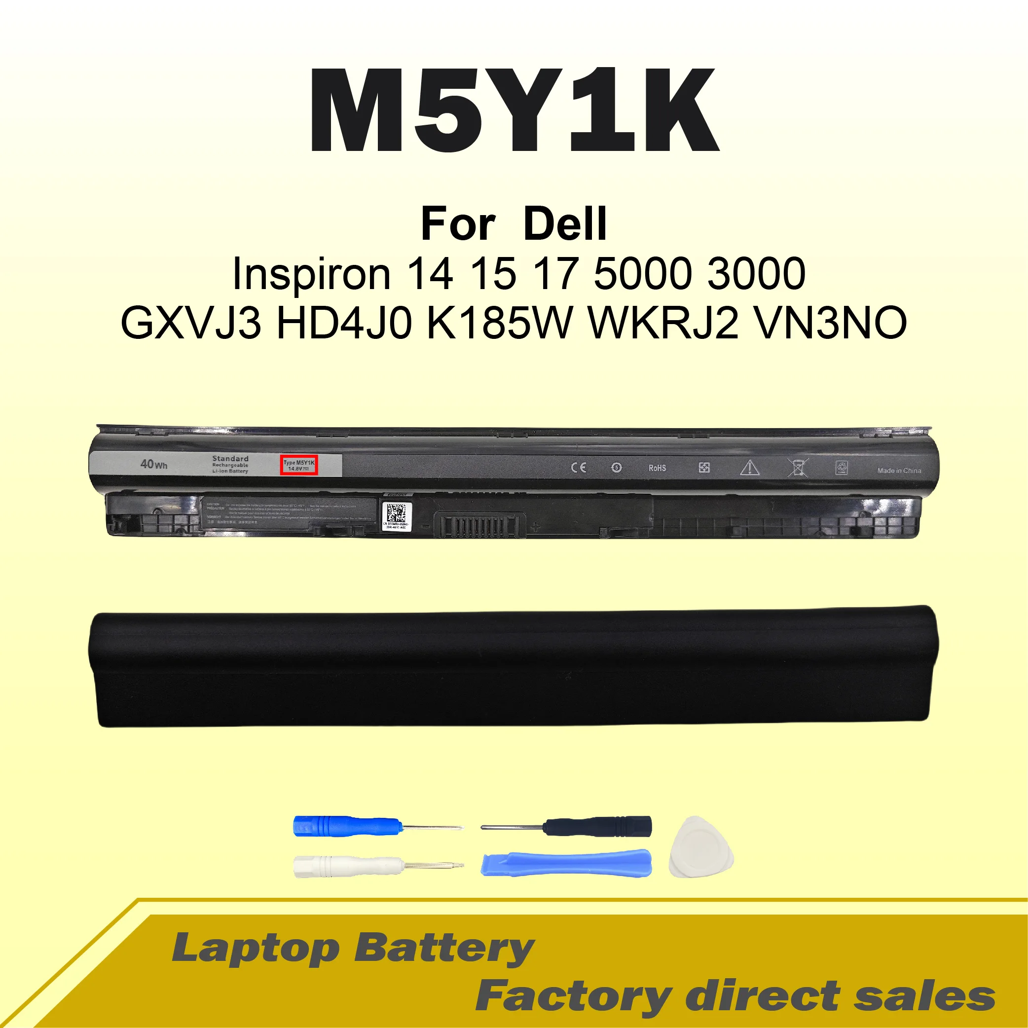 GXVJ3 M5Y1K 14.8V Battery for Dell Inspiron 15 5000 3000 Series 5566 5555 5558 14 345 HD4J0 WKRJ2 VN3N0 P51F P47F P63F P64G
GXVJ3 M5Y1K 14.8V Battery for Dell Inspiron 15 5000 3000 Series 5566 5555 5558 14 345 HD4J0 WKRJ2 VN3N0 P51F P47F P63F P64G