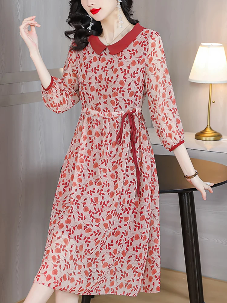 Women Red Floral Chiffon Doll Collar Long Dress Spring Summer Fashion Casual Prom Dress 2024 Korean Elegant Bodycon Evening Robe
Women Red Floral Chiffon Doll Collar Long Dress Spring Summer Fashion Casual Prom Dress 2024 Korean Elegant Bodycon Evening Robe