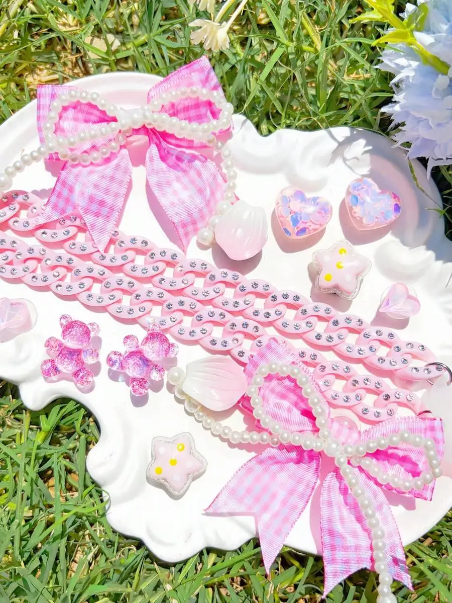14pcs Pink Pearl Bow Chain Shoe Charms For Womens Sandals Clogs Beach Garden Shoes Decor
14pcs Pink Pearl Bow Chain Shoe Charms For Womens Sandals Clogs Beach Garden Shoes Decor