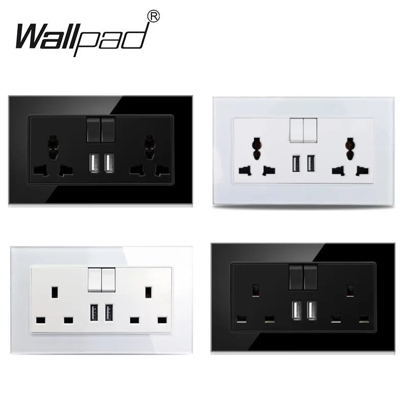 146*86mm 13A UK Universal Switched Wall Socket with Double USB Charging Port Glass 3*6 British Arab Saudi Power Socket 2.1A
146*86mm 13A UK Universal Switched Wall Socket with Double USB Charging Port Glass 3*6 British Arab Saudi Power Socket 2.1A