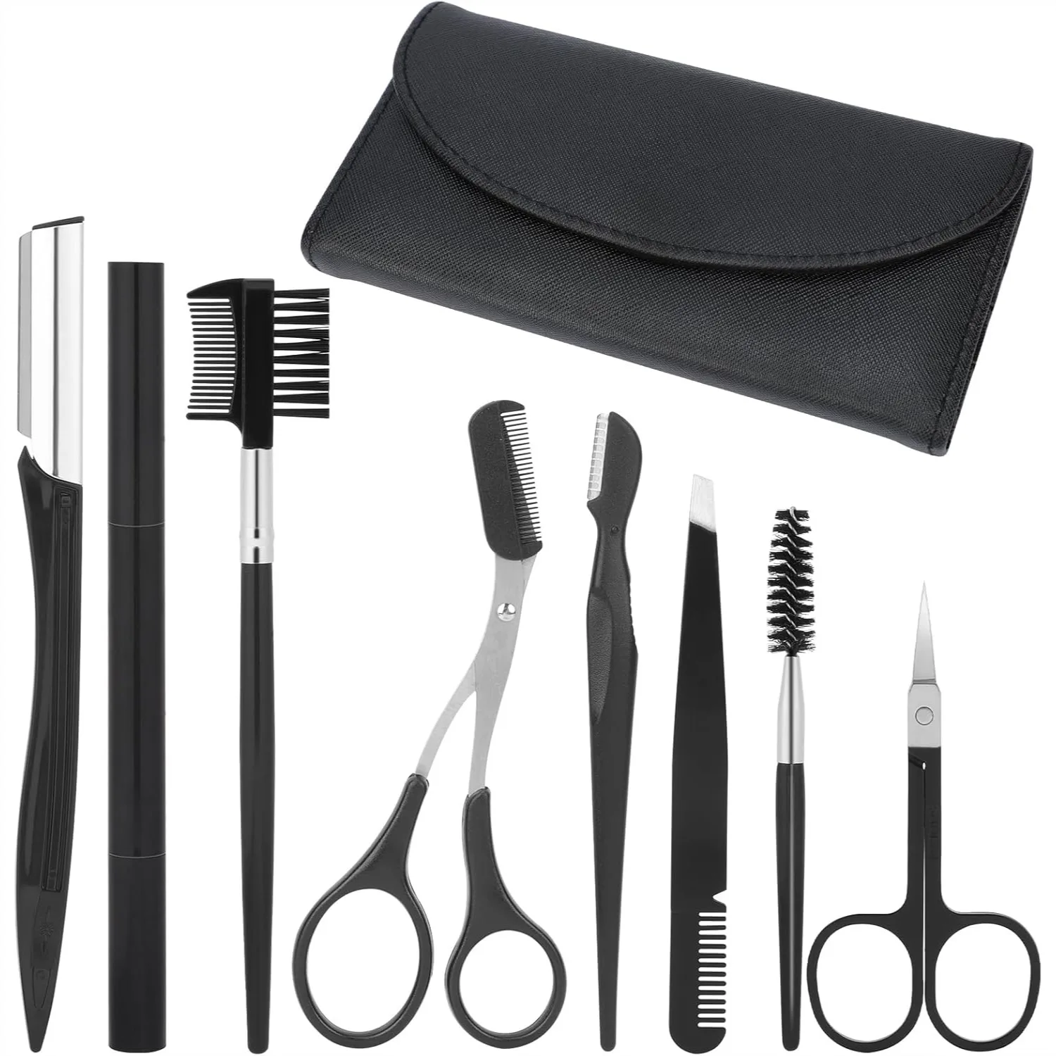 8PCS Eyebrow Shaping Grooming Kit with Razor, Scissors, Brush for Women & Men, Leather Bag
8PCS Eyebrow Shaping Grooming Kit with Razor, Scissors, Brush for Women & Men, Leather Bag