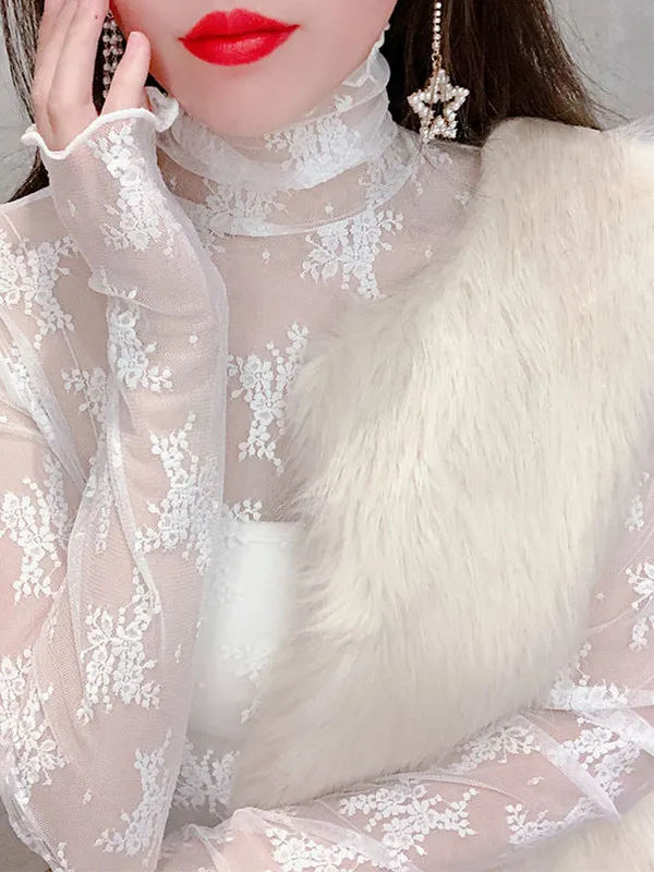 Elegant High Neck Long Sleeve Mesh Base Shirt Women's Spring Autumn Thin Lace Transparent Inner Wear Fashionable Slim Fit
Elegant High Neck Long Sleeve Mesh Base Shirt Women's Spring Autumn Thin Lace Transparent Inner Wear Fashionable Slim Fit