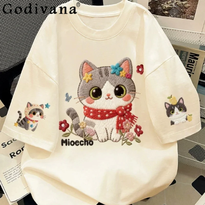 Large Size Summer Korean Cartoon Fun Print Short Sleeve Cotton T-shirt Sweet Girl Fashion Loose Versatile Crew Neck College Tops
Large Size Summer Korean Cartoon Fun Print Short Sleeve Cotton T-shirt Sweet Girl Fashion Loose Versatile Crew Neck College Tops