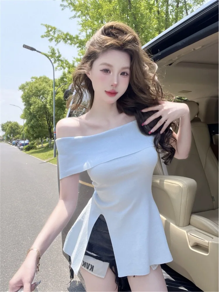 Ice Silk Short Sleeve T-Shirt Women Summer Pure Desire Sweet And Spicy Girl One Shoulder Tube Top Small Top Beautiful
Ice Silk Short Sleeve T-Shirt Women Summer Pure Desire Sweet And Spicy Girl One Shoulder Tube Top Small Top Beautiful