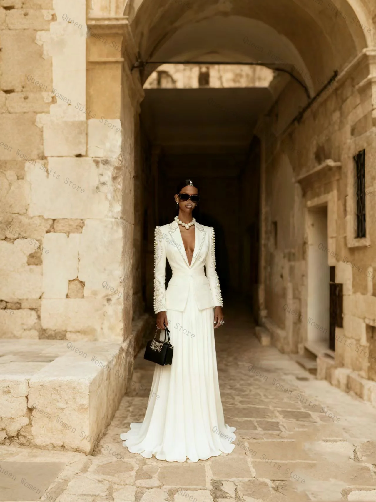 White Pearls Women Suit Skirt Set 2 Pcs Blazer+Prom Dress Luxury Cotton Formal Office Lady Jacket Wedding Party Coat Customized
White Pearls Women Suit Skirt Set 2 Pcs Blazer+Prom Dress Luxury Cotton Formal Office Lady Jacket Wedding Party Coat Customized