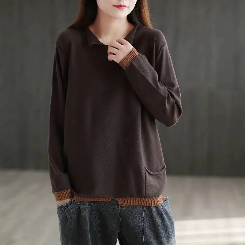 Новый свободный повседневный ретро-поддельный топ из двух частей для вязаного свитера 
Новый свободный повседневный ретро-поддельный топ из двух частей для вязаного свитера